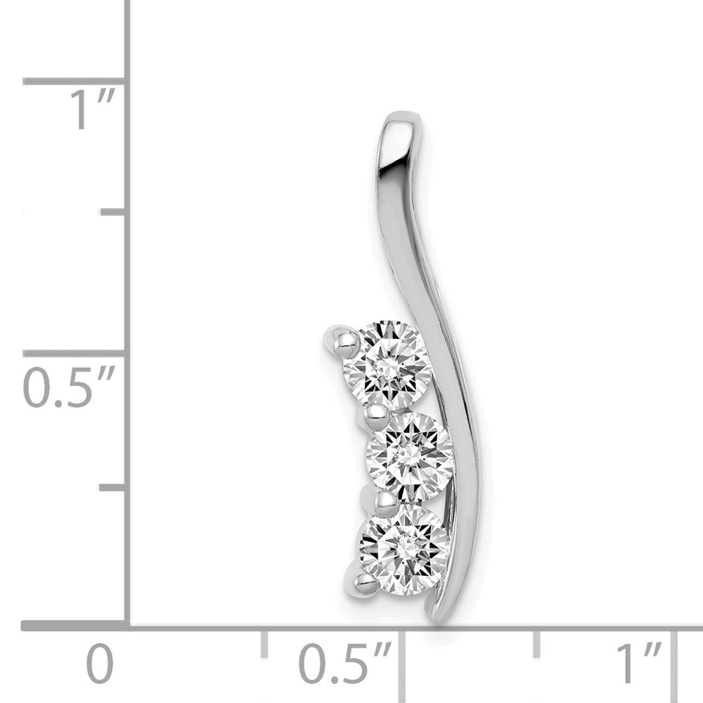 14k White Gold Complete 7/8 carat Three-Stone A Diamond Curved Bar Chain Slide - View 2