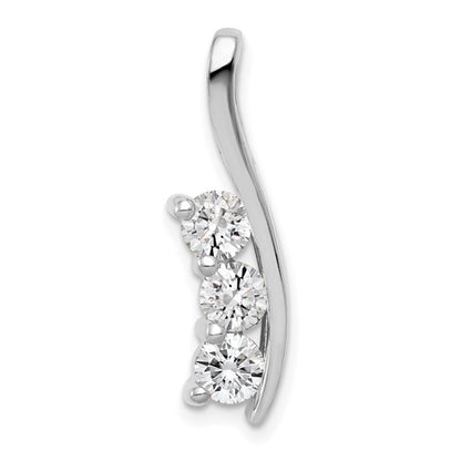 14k White Gold Complete 7/8 carat Three-Stone VS Diamond Curved Bar Chain Slide
