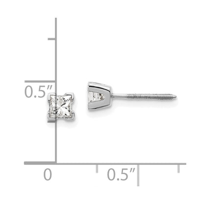 14k White Gold Princess Cut Diamond Earrings - Image 2