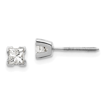 14k White Gold Princess Cut Diamond Earrings - Image 1