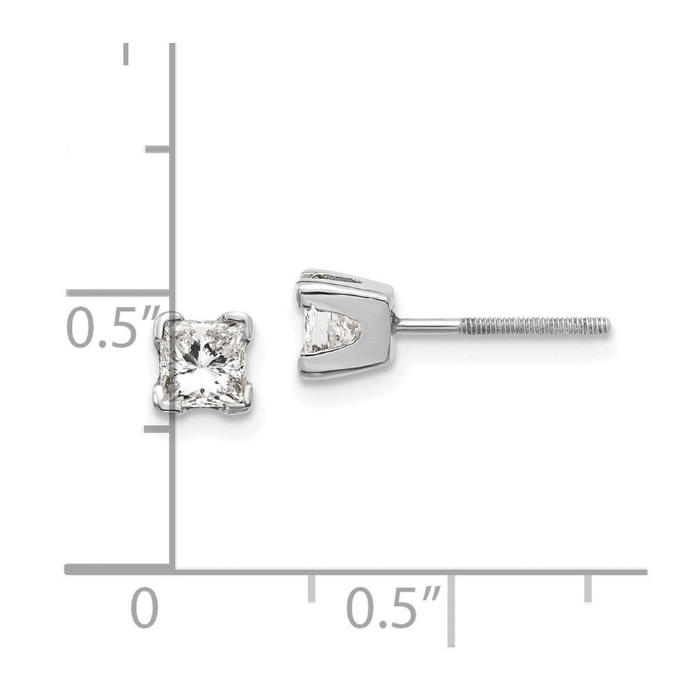 14k White Gold Princess Cut Diamond Earrings - Image 2