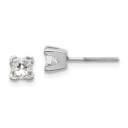14k White Gold AAA Quality Complete Princess Cut Diamond Earring
