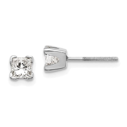 14k White Gold AAA Quality Complete Princess Cut Diamond Earring