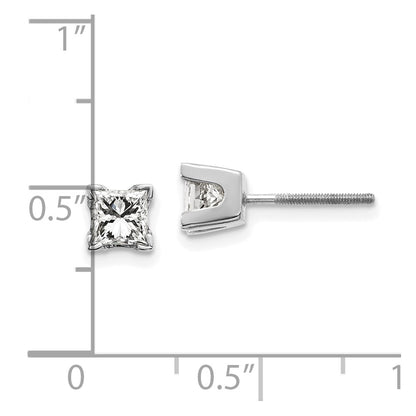 14k White Gold AAA Quality Complete Princess Cut Diamond Earring - View 2