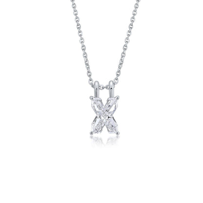 Diamond necklace with 'X' pendant on a white background