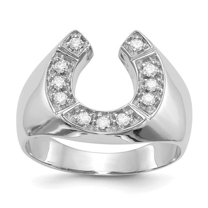 14k White Gold Diamond Men's Ring - Image 1