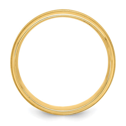 14k Yellow Gold Brushed Satin Wedding Band with Milgrain Detailing, Size 12 - Image 2