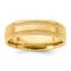 14k Yellow Gold 6mm Heavyweight Comfort Fit Brushed Satin/Polished Milgrain Grooved Edge Wedding Band Size 12