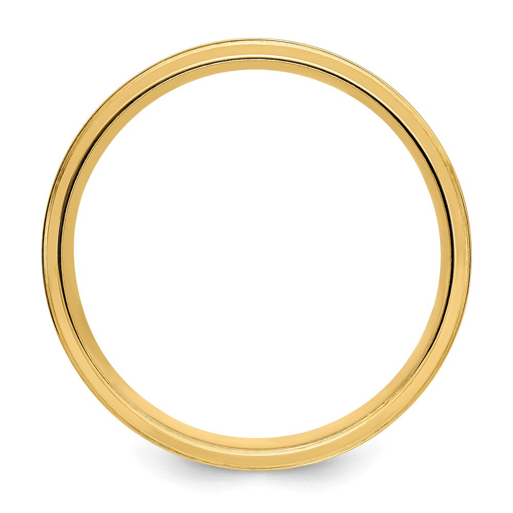 14k Yellow Gold 6mm Brushed Satin and Polished Line Edge Wedding Band - Image 2