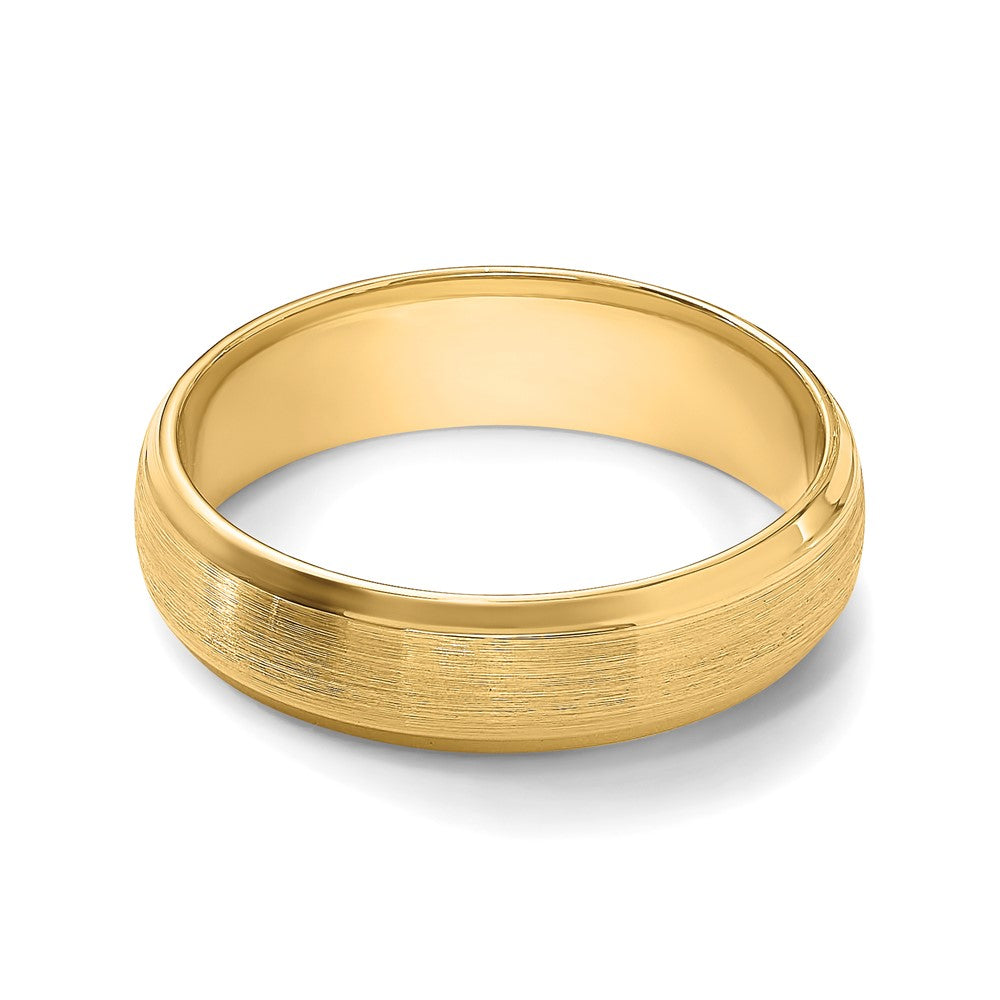 14k Yellow Gold Brushed Satin Wedding Band with Polished Beveled Edge, Size 12 - Image 6