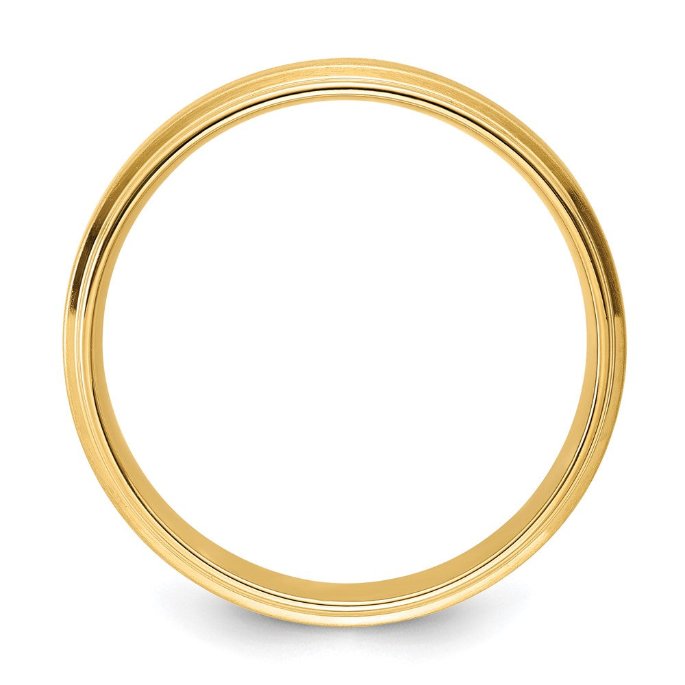 14k Yellow Gold Brushed Satin Wedding Band with Stepped Edge, Size 13 - Image 2
