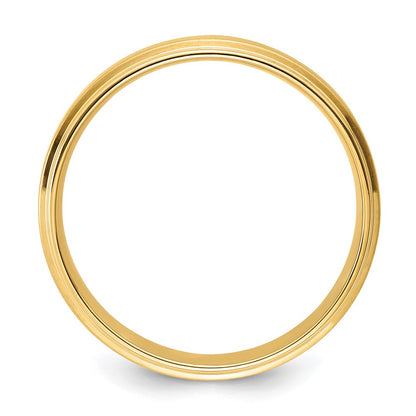 14k Yellow Gold Brushed Satin Wedding Band with Stepped Edge, Size 13 - Image 2