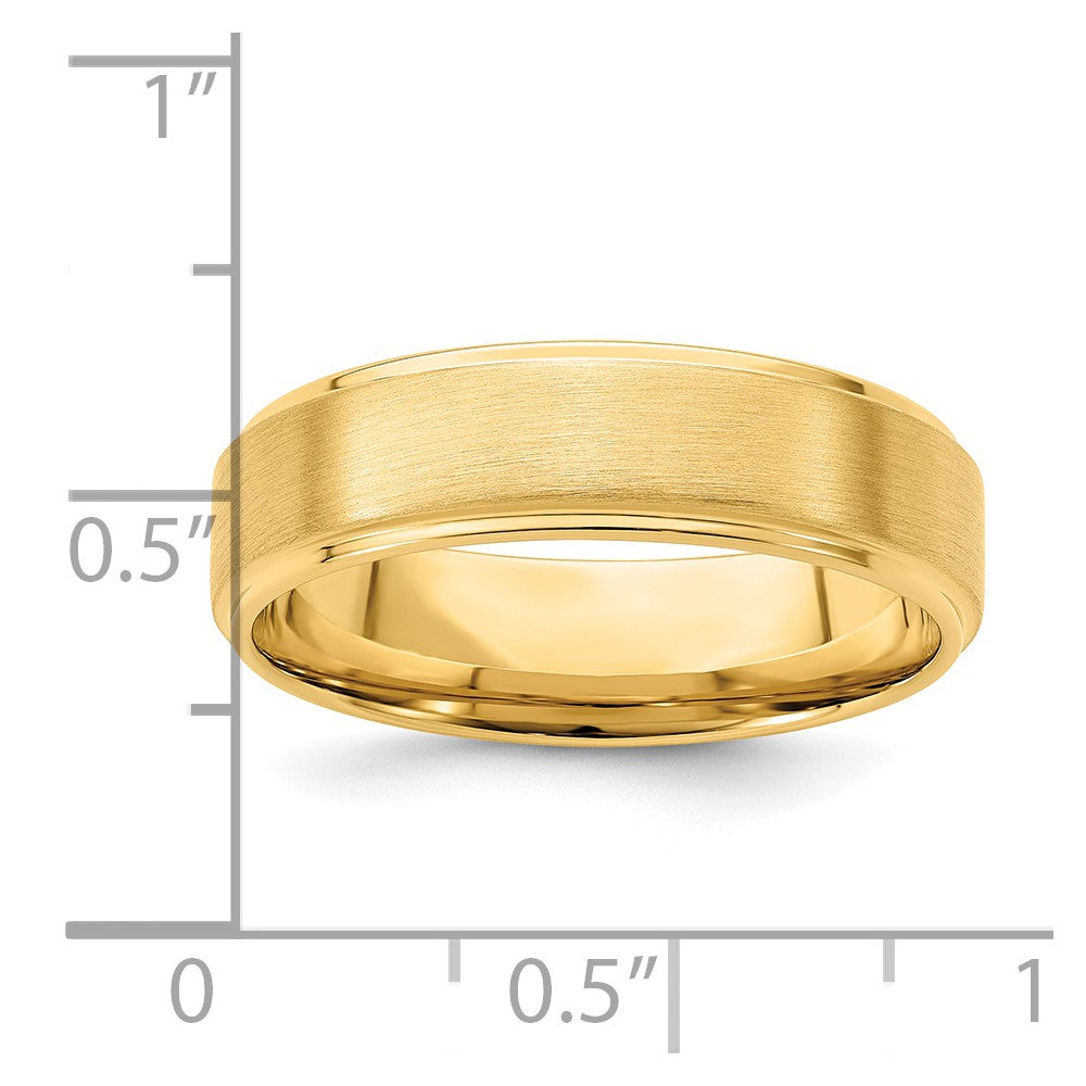14k Yellow Gold Brushed Satin Wedding Band with Stepped Edge, Size 13 - Image 3