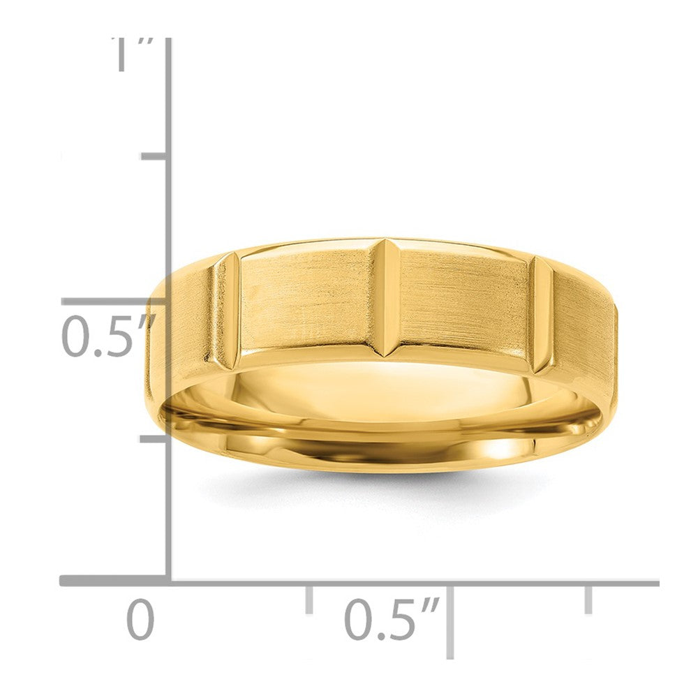 14k Yellow Gold Brushed Beveled Edge Wedding Band, Size 8.5 - Image 3