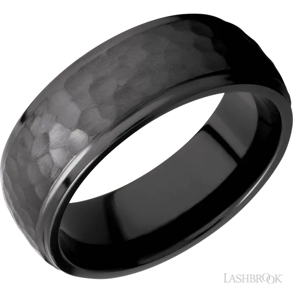 This Zirconium wedding band features a domed style with a domed setting. The piece is polished and elegant, crafted without diamonds for a refined finish.