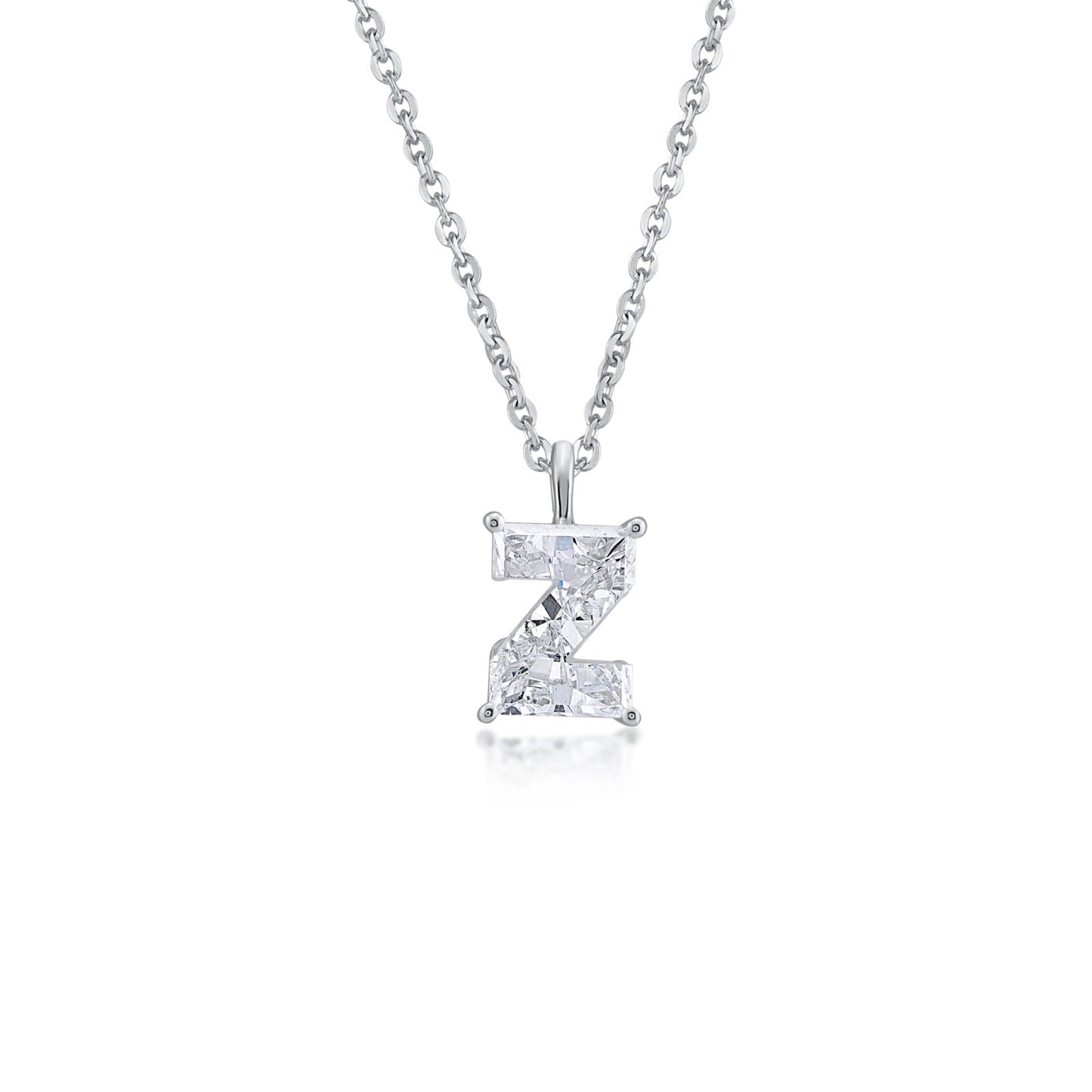 Diamond necklace with 'Z' pendant on a white background