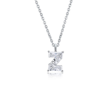 Diamond necklace with 'Z' pendant on a white background