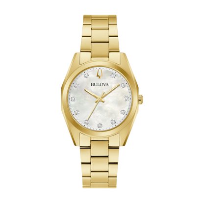 Bulova Surveyor Gold Stainless Steel White Dial Watch 31mm