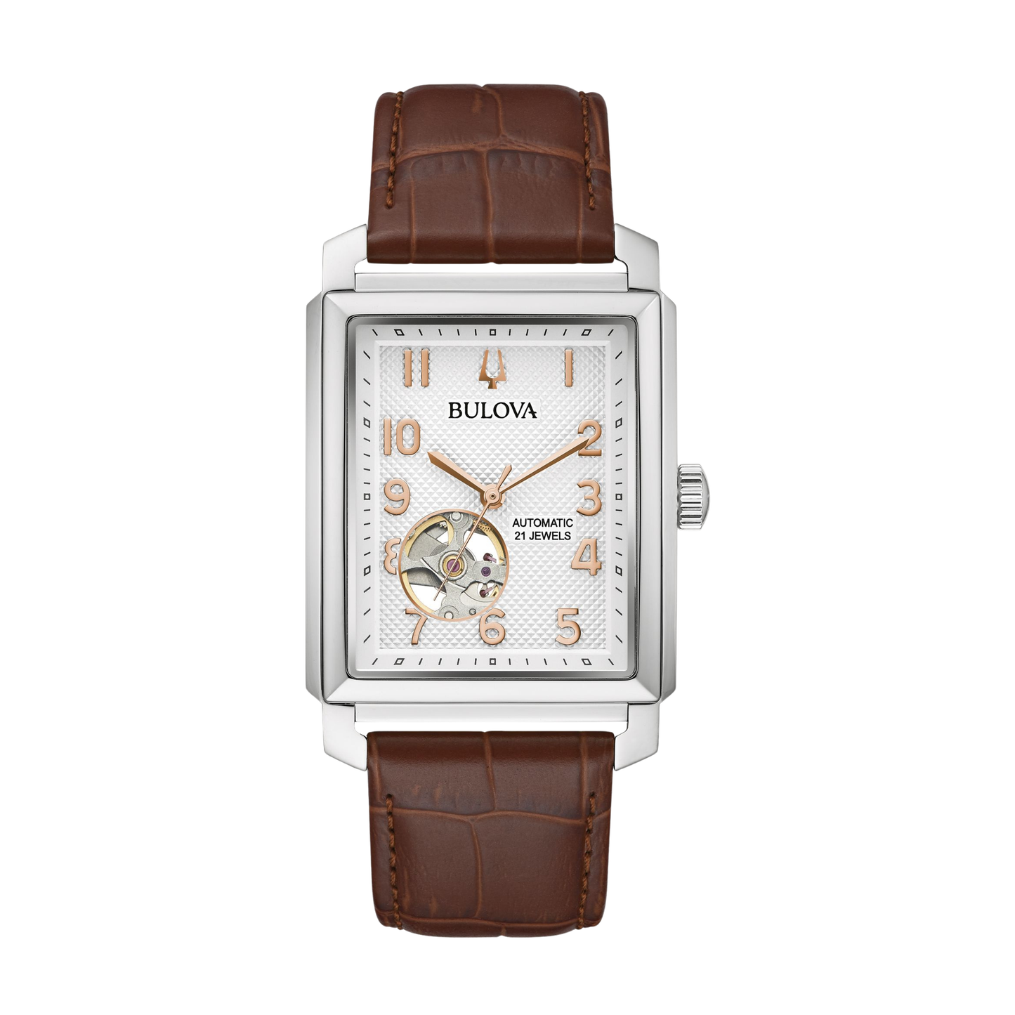 Bulova Classic Sutton Brown leather Silver Dial Watch 33mm