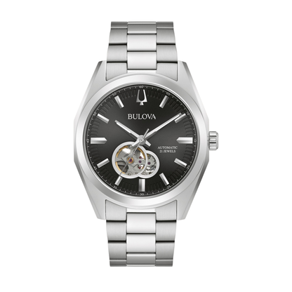 Bulova Classic Surveyor Silver Stainless Steel Black Dial Watch 42 mm