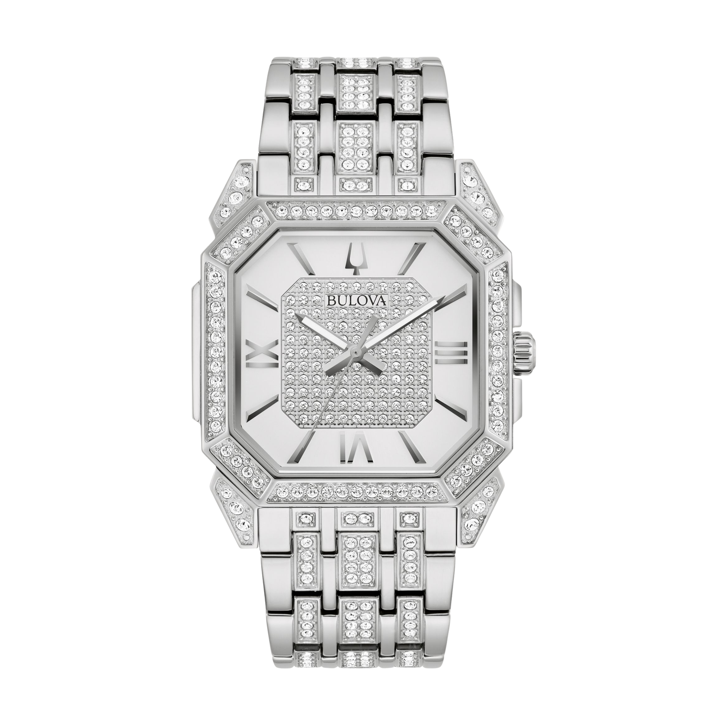 Bulova Crystal Octava Silver Stainless Steel Silver Dial Watch 40 mm