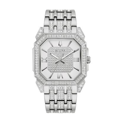 Bulova Crystal Octava Silver Stainless Steel Silver Dial Watch 40 mm