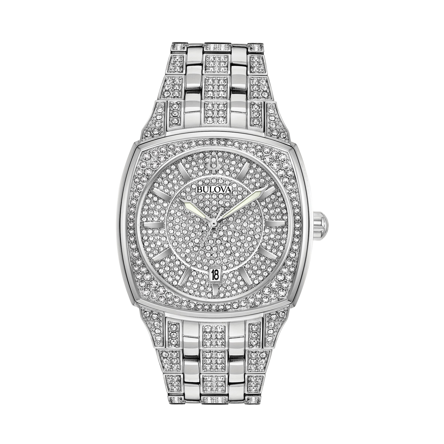 Bulova Crystal Phantom Silver Stainless Steel Silver Dial Watch 40 mm