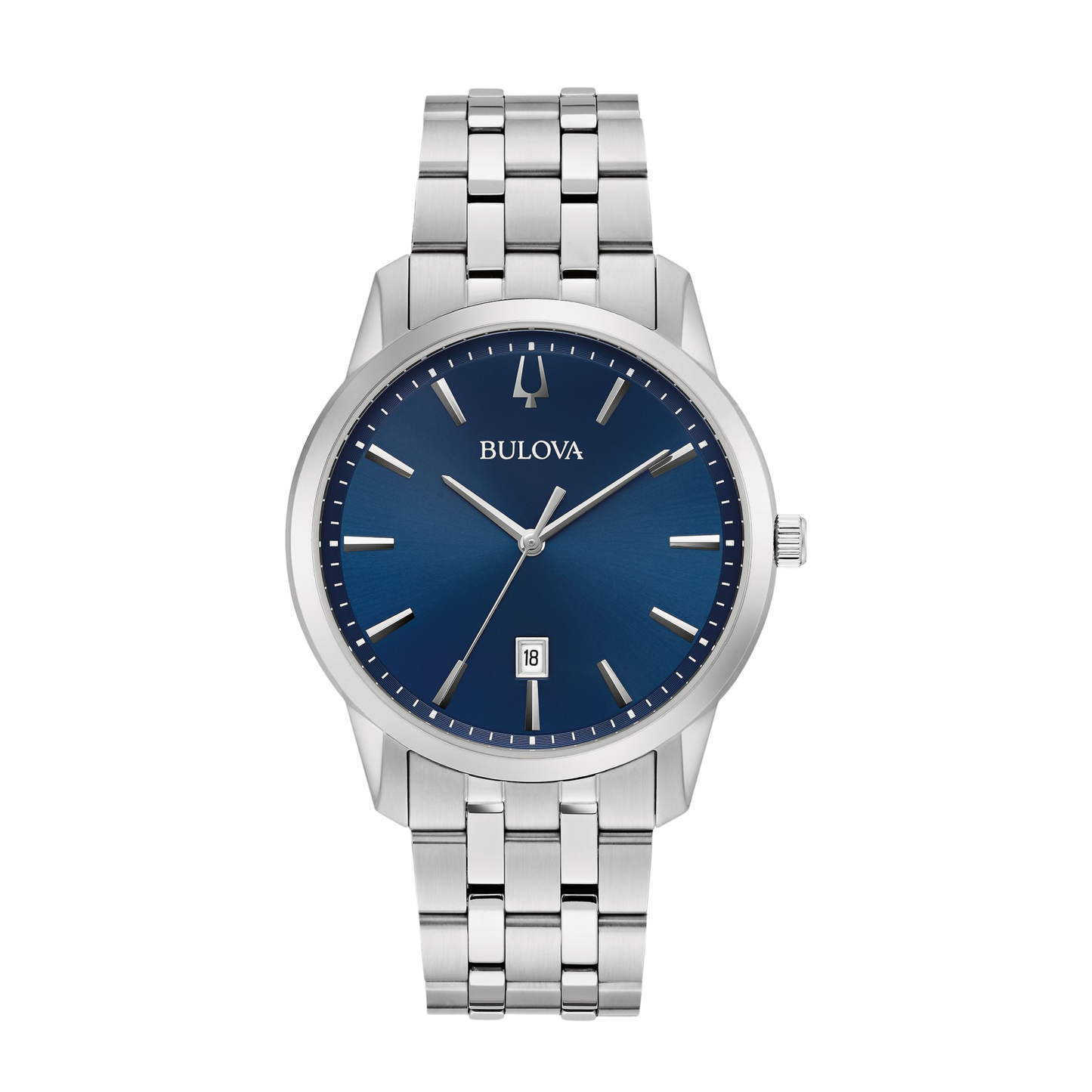 Bulova Classic Sutton Silver Stainless Steel Blue Dial Watch 40 mm