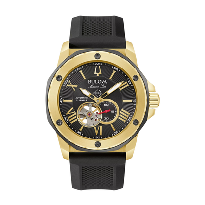 Bulova Series A Marine Star Gold Stainless Steel Black Dial Watch 44 mm