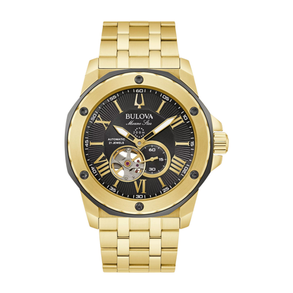 Bulova Series A Marine Star Gold Stainless Steel Black Dial Watch 44 mm