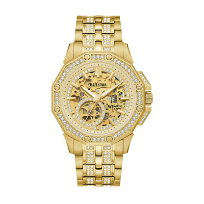 Bulova Crystal Octava Gold Stainless Steel Gold Dial Watch 41.7 mm