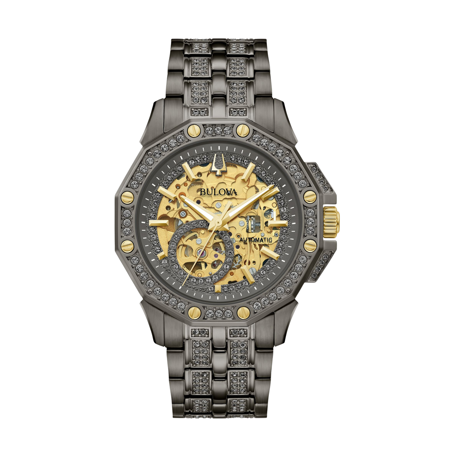 Bulova Crystal  Octava Gray Stainless Steel Watch 41.7 Mm