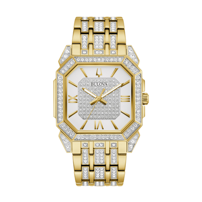 Bulova Crystal Octava Gold-Tone Stainless Steel Silver Dial Watch 40 mm