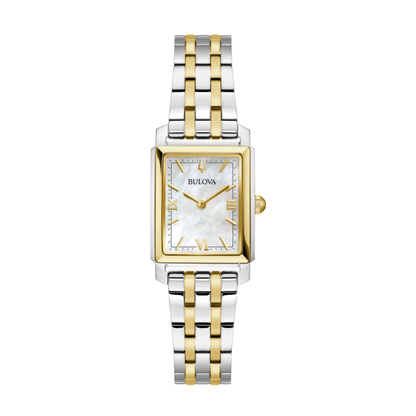 Bulova Sutton Two-Tone Stainless Steel White Dial Watch 21 mm