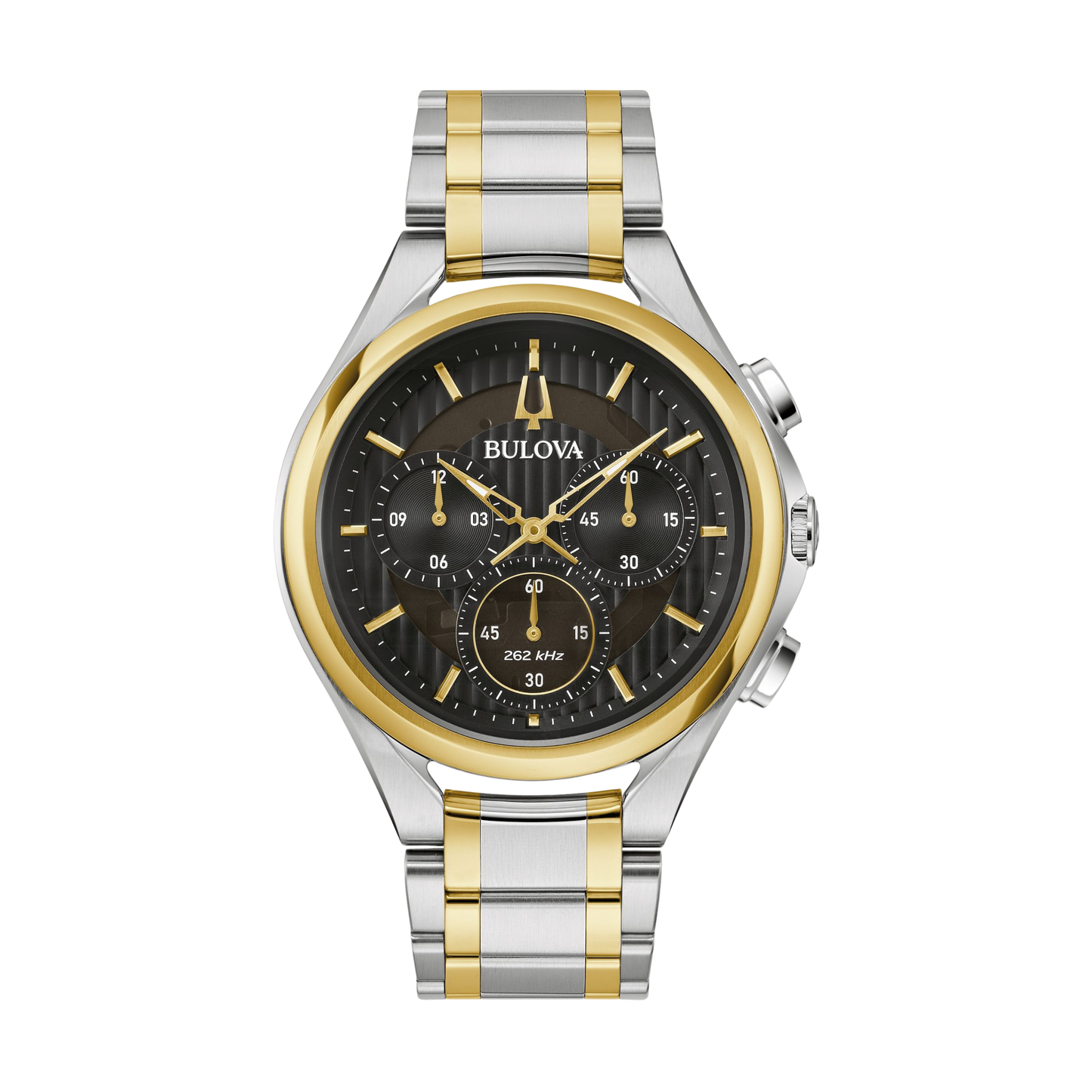 Bulova Curv Two-Tone Stainless Steel Black Dial Watch 44 mm