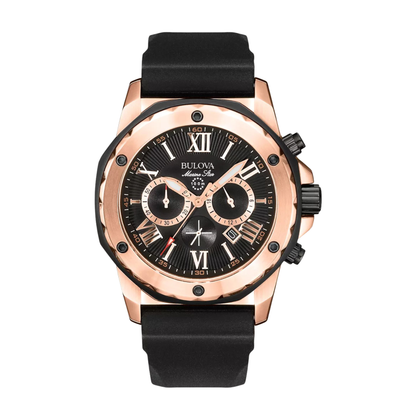 Bulova Series A Marine Star Two-Tone Stainless Steel Black Dial Watch 44 mm