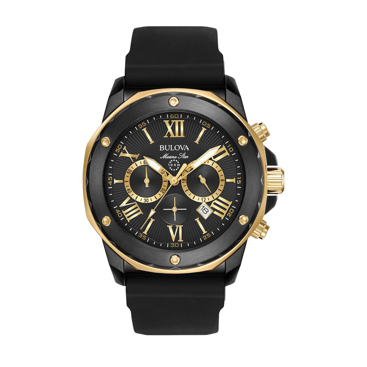Bulova Series A Marine Star Two-Tone Stainless Steel Black Dial Watch 44 mm