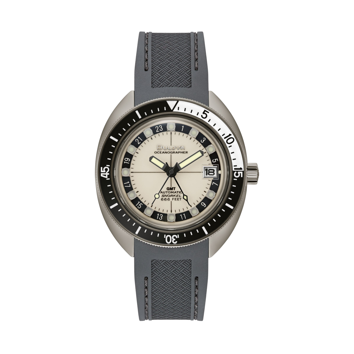 Bulova Oceanographer GMT Gray Stainless Steel White Dial Automatic Watch 41 mm