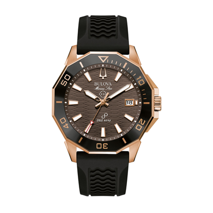 Bulova Series C Marine Star Rose Gold-Tone Stainless Steel Brown Dial Watch 43 mm