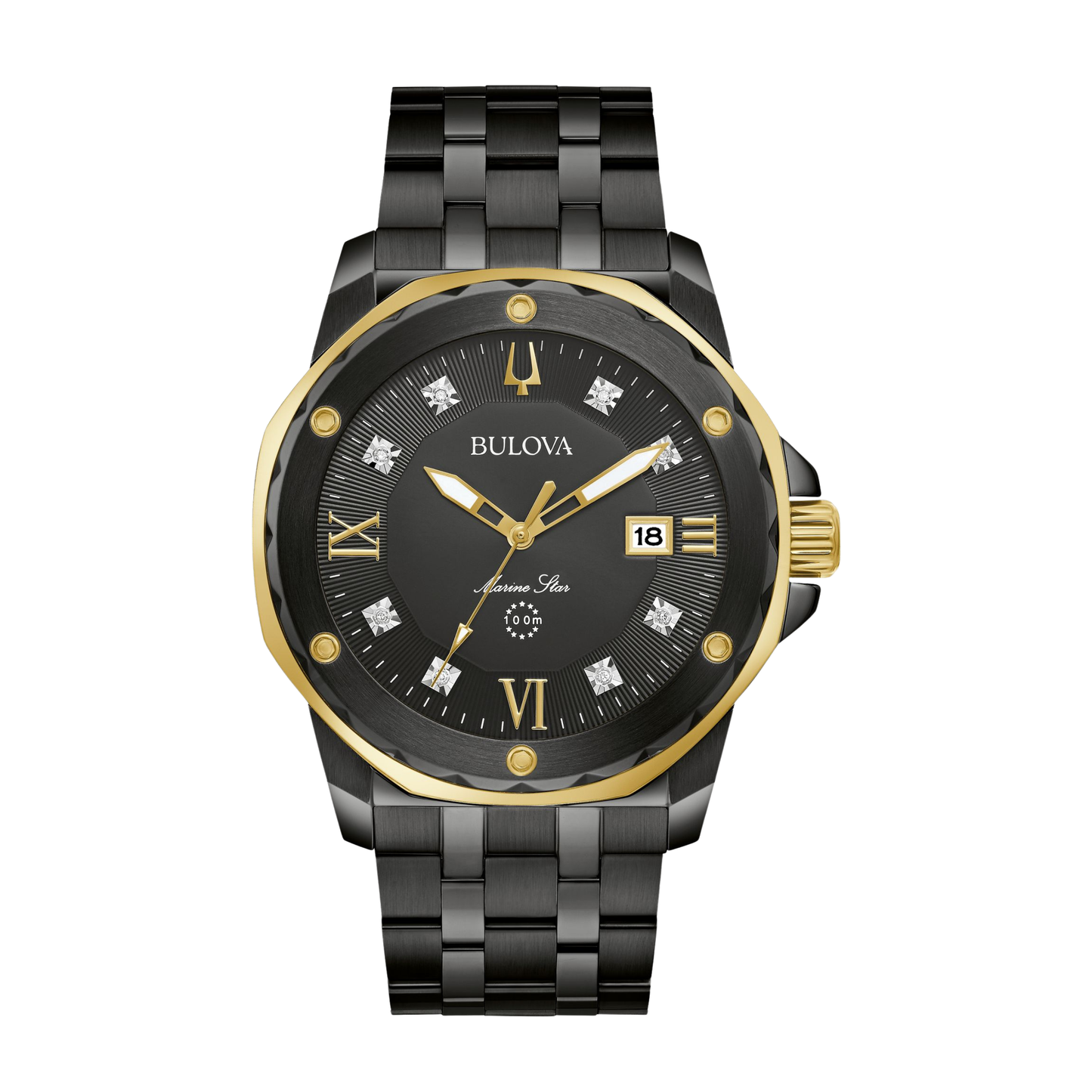 Bulova Series A Marine Star Black Stainless Steel Black Dial Watch 44 mm