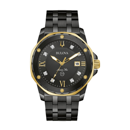 Bulova Series A Marine Star Black Stainless Steel Black Dial Watch 44 mm
