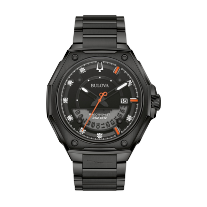 Bulova Marc Anthony Series X Black Stainless Steel Black Dial Watch 45 mm
