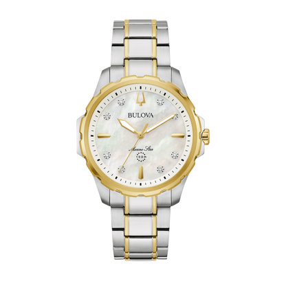 Bulova Marine Star Two-Tone Stainless Steel White Dial Watch 36 mm