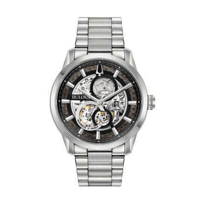 Bulova Classic Sutton Silver Stainless Steel Black Dial Watch 43 mm