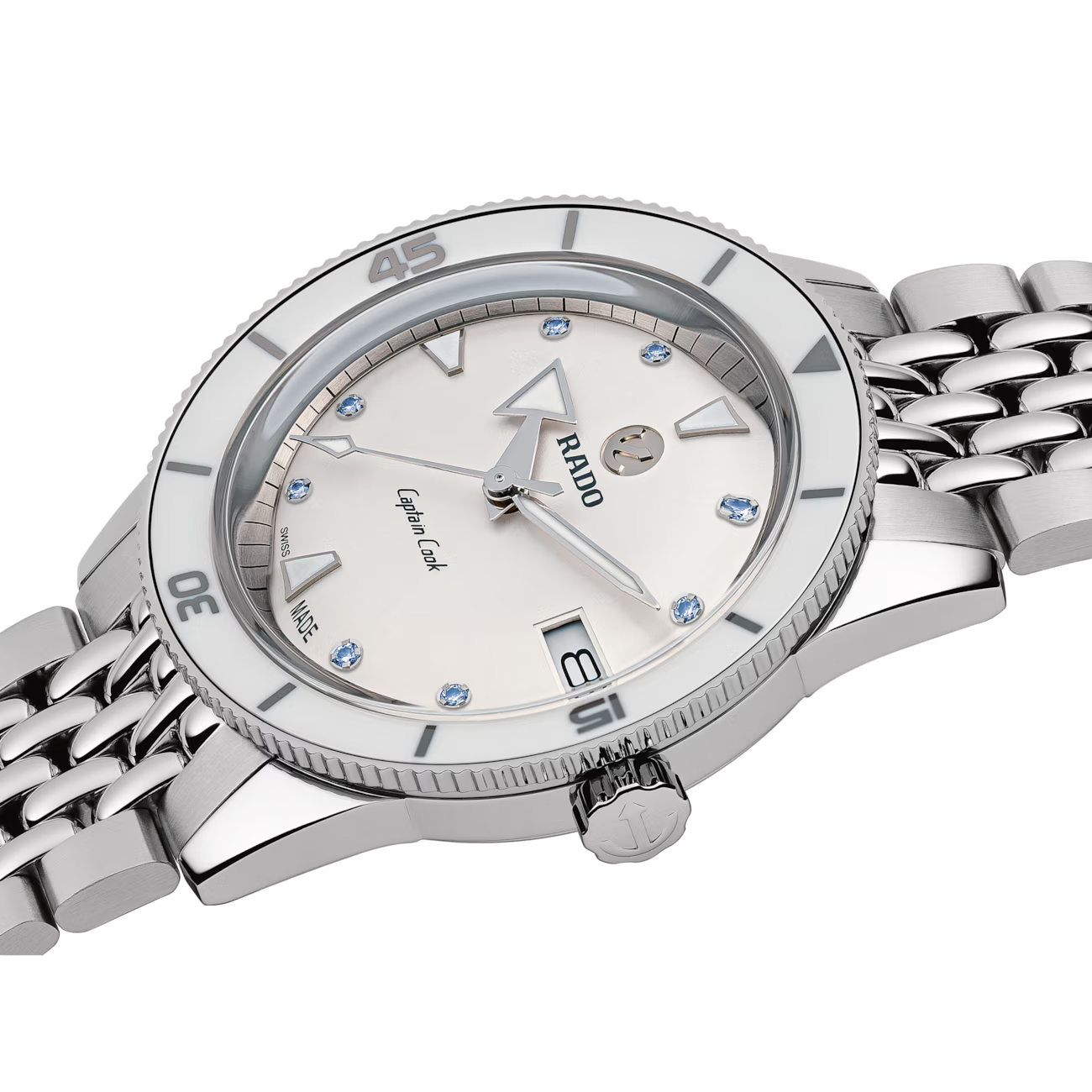 Rado Captain Cook White Ceramic Stainless Steel Automatic Watch 37 mm