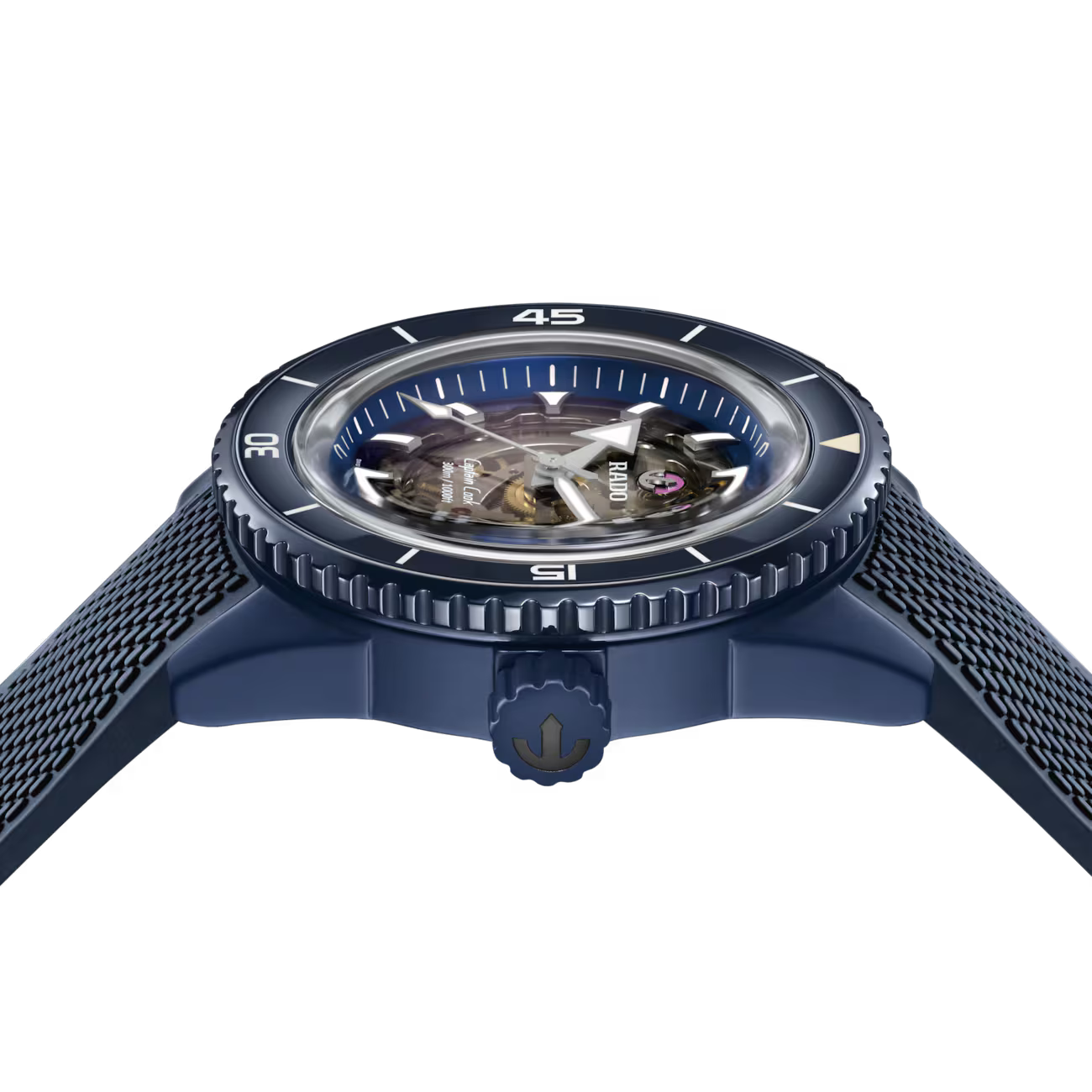 Rado Captain Cook Navy Blue Ceramic Skeleton Automatic Watch 43 mm