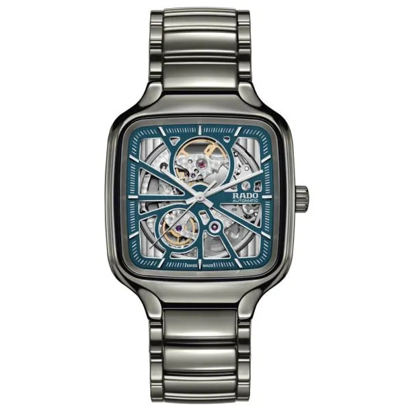 Rado True Square Automatic Open Heart 38 mm Blue Skeleton Plasma High-Tech Ceramic Automatic Watch – Open-Heart Skeleton Style