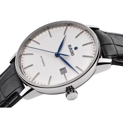 Rado Coupole Classic Black Leather White Dial Watch 41 mm