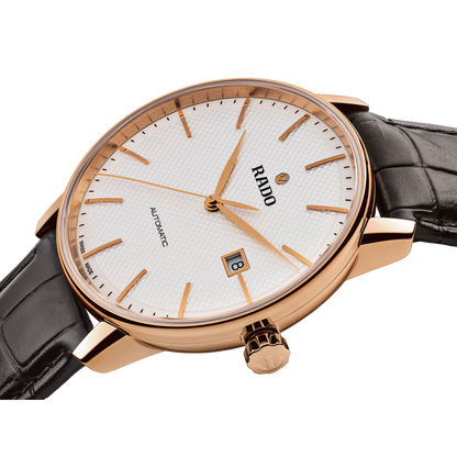 Rado Coupole Classic Brown Leather White Dial Automatic Watch 41 mm