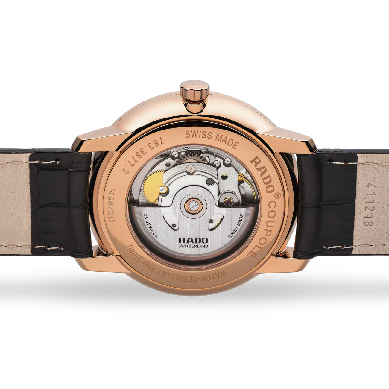 Rado Coupole Classic Brown Leather White Dial Automatic Watch 41 mm